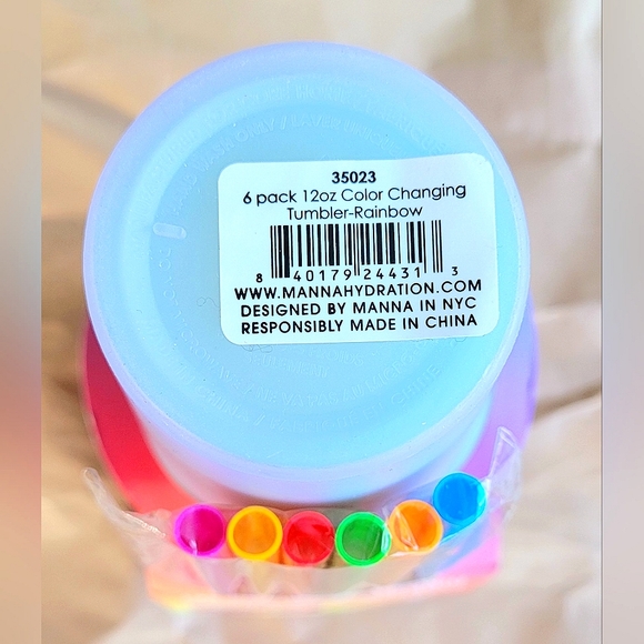 🆕️Manna Hydration 12oz Reusable Color Changing Tumber Set⭐️6pk RAINBOW - Picture 10 of 10